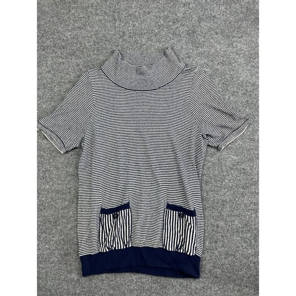 Anthropologie Anthro MOTH Margate Sweater Women's L Blue White Striped Pockets - Picture 1 of 7